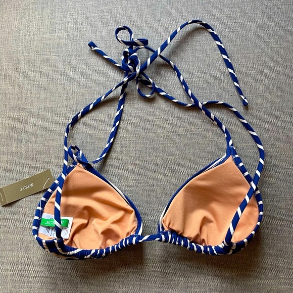 NWT J Crew bikini top blue and white stripes Large - Picture 3 of 5
